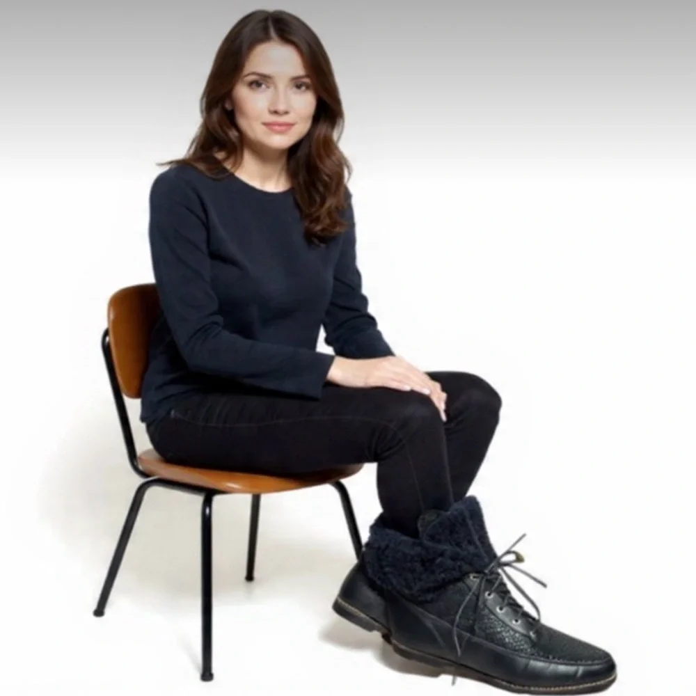 Black Leather Lace-Up Winter & Rain Boots Designed in Australia